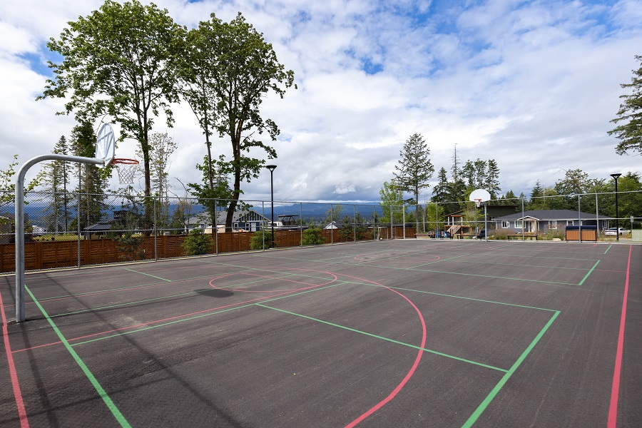 A court is a prominent feature in the K’ómoks First Nation community park.