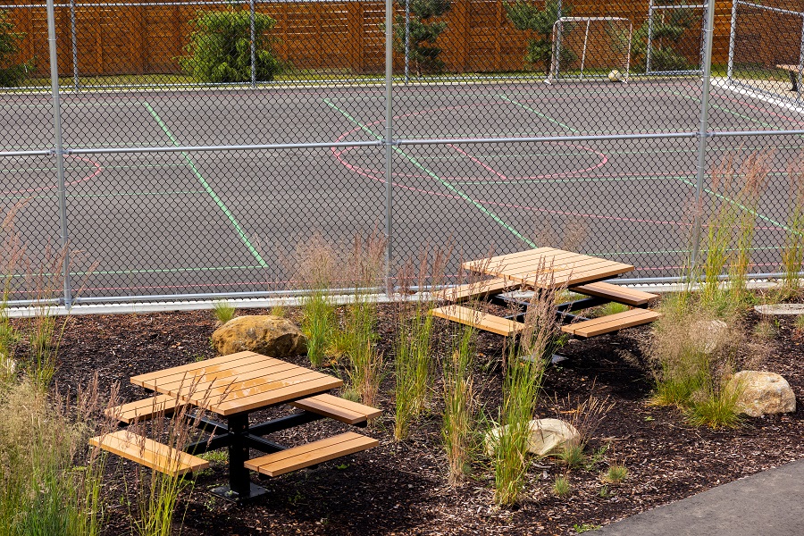 Seating supports K’ómoks First Nation members as they gather and meet.