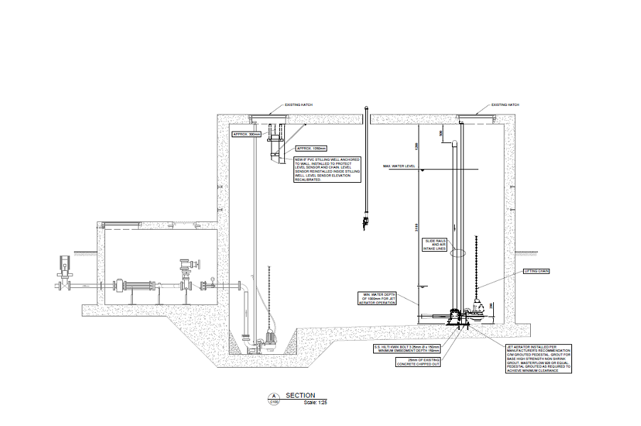 Black and white engineered drawing